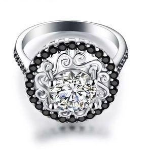 Black and White Round Diamond Ring